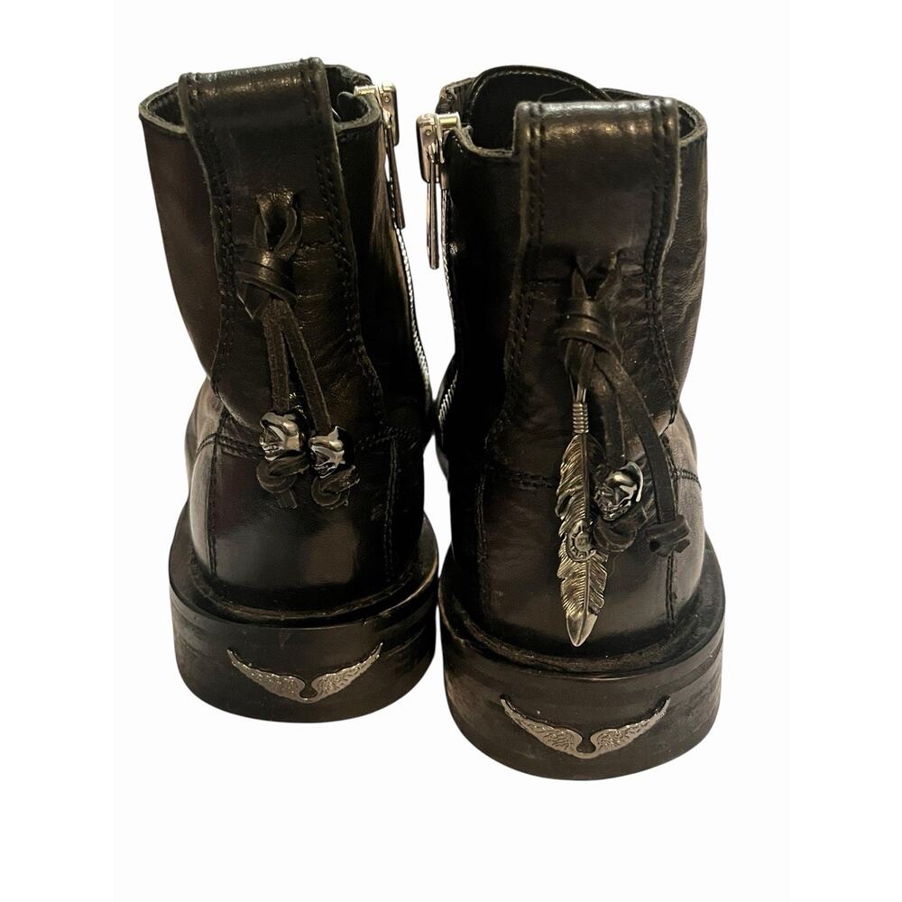 ZADIG & VOLTAIRE Laureen Roma Punk Ankle Boots •Women 39/8.5•Black Leather Skull - Picture 7 of 15